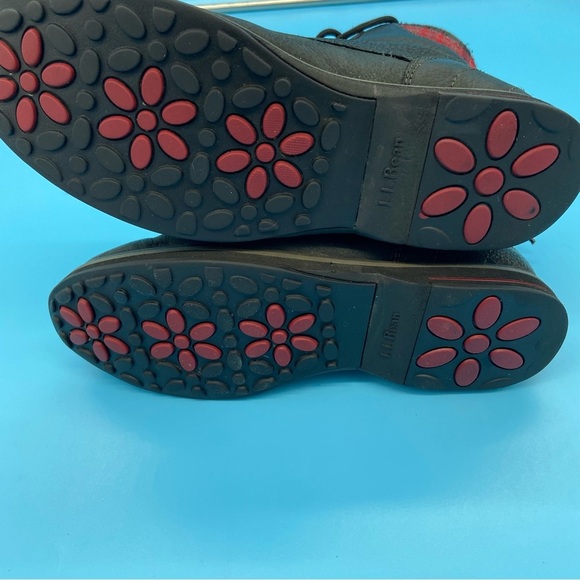 LL Bean US size 7.5 Charcoal Leather Park Ridge Casual Lace Up Boot w/ Red Plaid - Picture 6 of 6